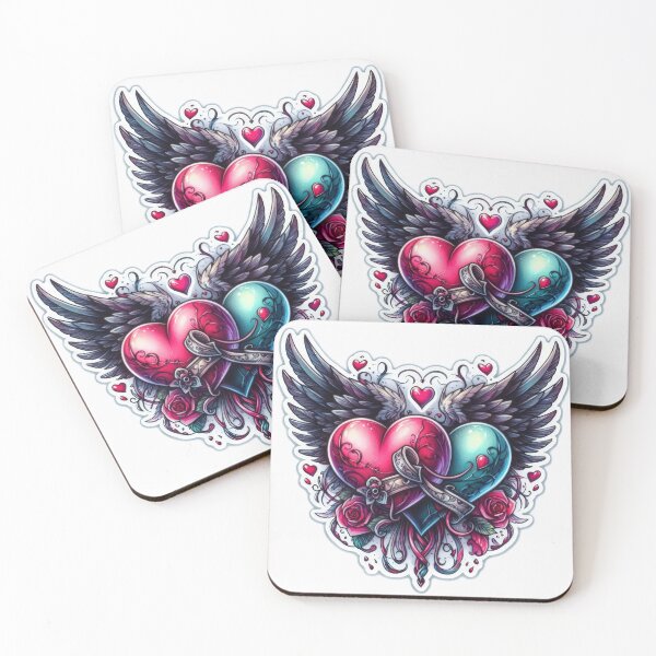 Item preview, Gothic valentines day hearts with wings goth Sticker designed and sold by Expressions-Sel.