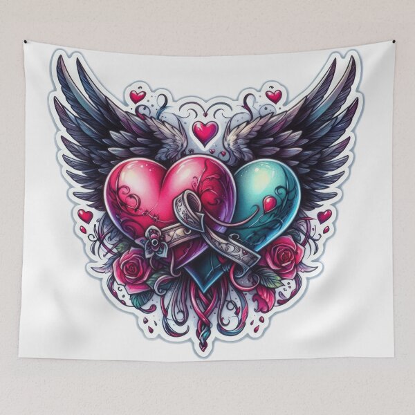 Item preview, Gothic valentines day hearts with wings goth Sticker designed and sold by Expressions-Sel.