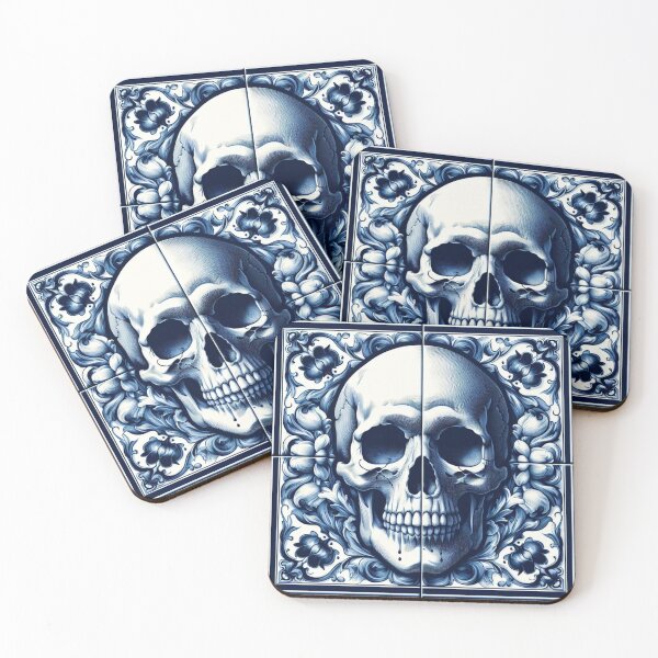 Item preview, Delft Tile With Skull No.4 designed and sold by ArtNook777.