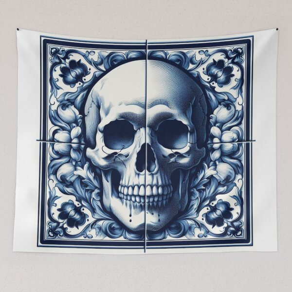 Item preview, Delft Tile With Skull No.4 designed and sold by ArtNook777.
