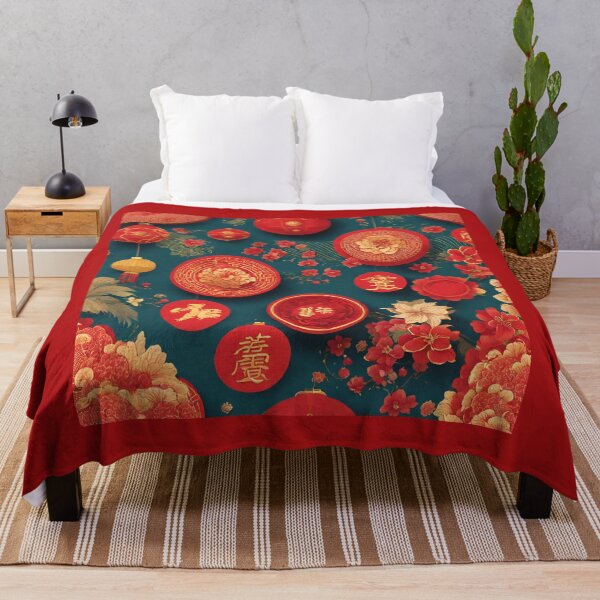 Item preview, Aesthetic and Beautiful Red Lanterns for a Happy Chinese New Year with Good Fortune Red Chinese Flower Pattern Prosperous Lucky Lunar New Year 2024 Year of the Dragon  designed and sold by SEVENPRINTS.