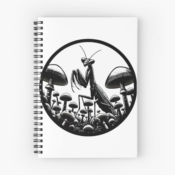 Item preview, Monochromatic Praying Mantis in Mushroom Garden designed and sold by TomFrontierArt.