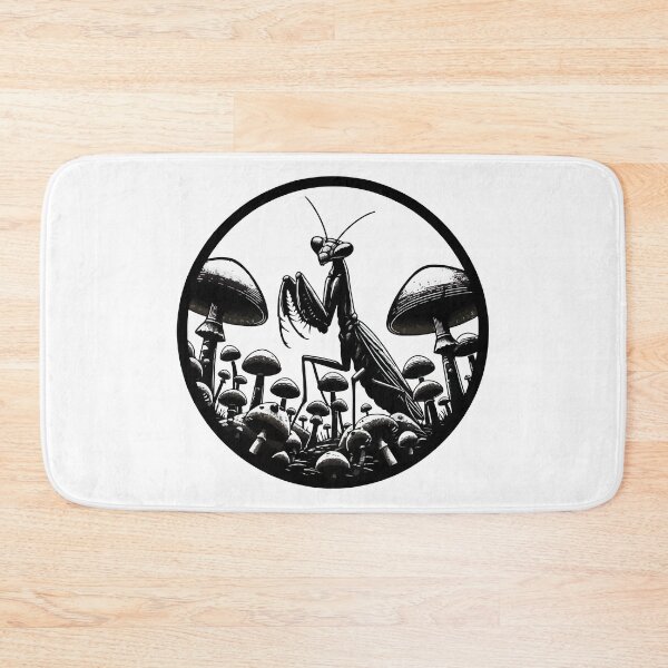 Item preview, Monochromatic Praying Mantis in Mushroom Garden designed and sold by TomFrontierArt.