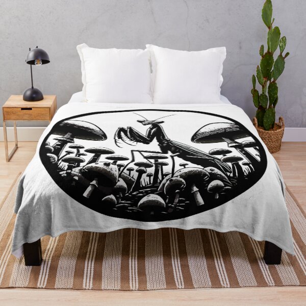Item preview, Monochromatic Praying Mantis in Mushroom Garden designed and sold by TomFrontierArt.