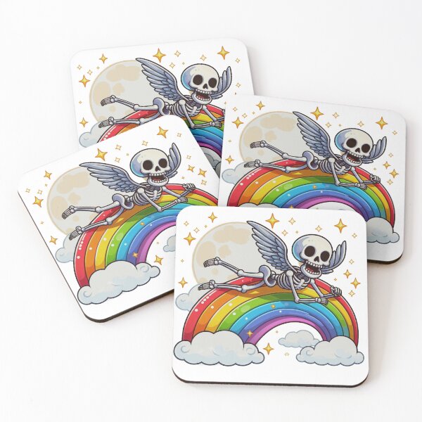 Item preview, funny skeleton with wings on rainbow designed and sold by JK-motivation.