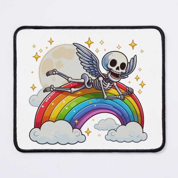 Item preview, funny skeleton with wings on rainbow designed and sold by JK-motivation.