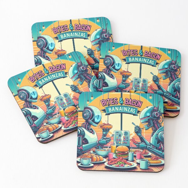 Item preview, **Bytes & Bacon Banainzas - A Robotic Feast Art Print** designed and sold by Wonderall.
