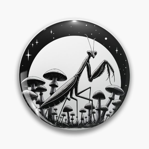 Item preview, Monochromatic Praying Mantis in Mushroom Garden designed and sold by TomFrontierArt.