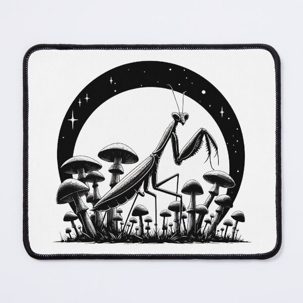 Item preview, Monochromatic Praying Mantis in Mushroom Garden designed and sold by TomFrontierArt.