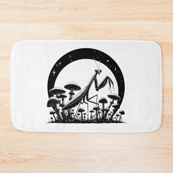 Item preview, Monochromatic Praying Mantis in Mushroom Garden designed and sold by TomFrontierArt.