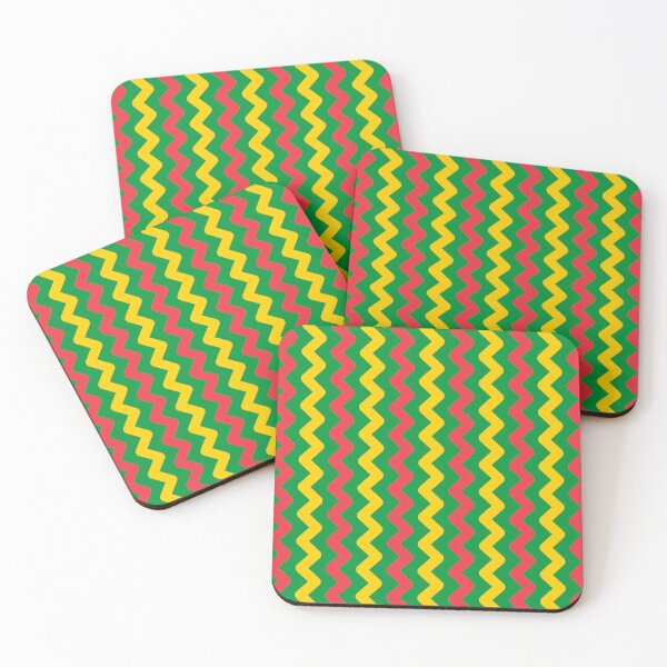 Item preview, Green Yellow Red Zigzag Triangle Stripe Mali Classic Geometric Bamako Lively Celebratory Pattern designed and sold by PenguinForests.
