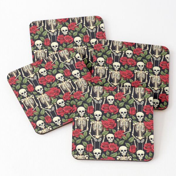 Item preview, Skeletons with garlands, bones, and red flowers designed and sold by Easywear.