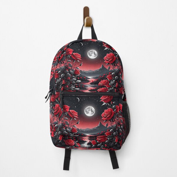 Item preview, A view of red roses with the moon in black designed and sold by relaxbito.