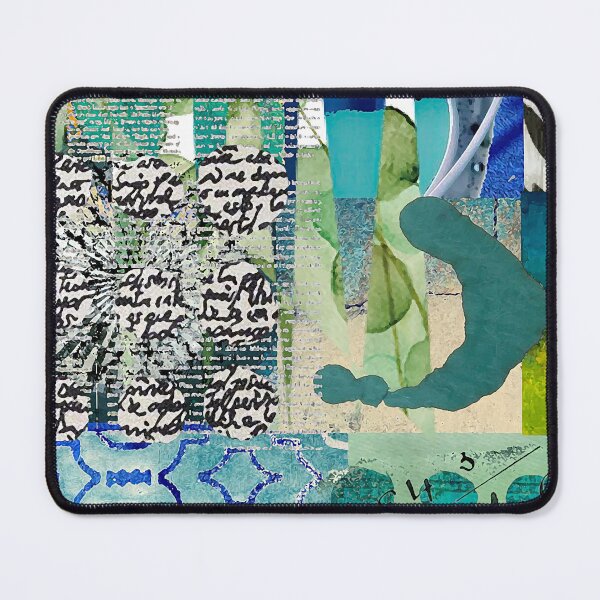 Item preview, Teal Twist Abstract Art Collage Teal Cobalt Turquoise Black and White designed and sold by Sheree Burlington.