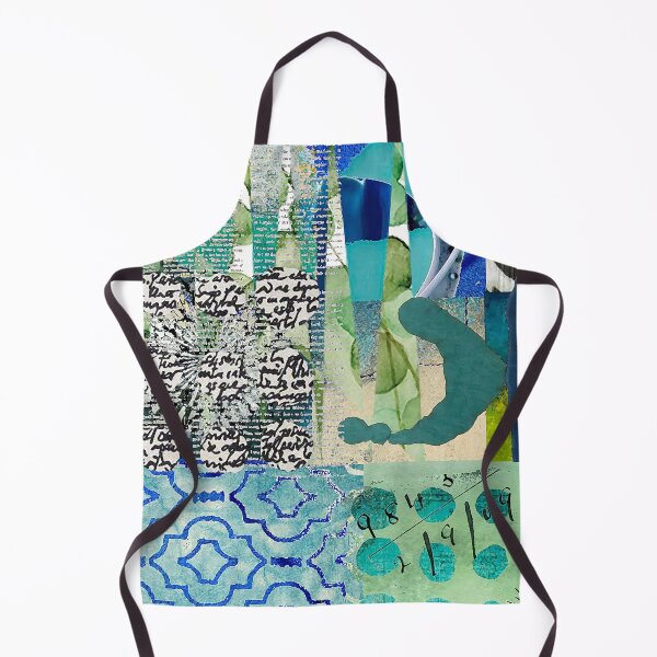 Item preview, Teal Twist Abstract Art Collage Teal Cobalt Turquoise Black and White designed and sold by Sheree Burlington.