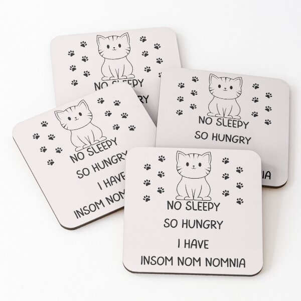 Item preview, Hungry No Sleepy Kitty (Black Print) designed and sold by BrainArtStudio.