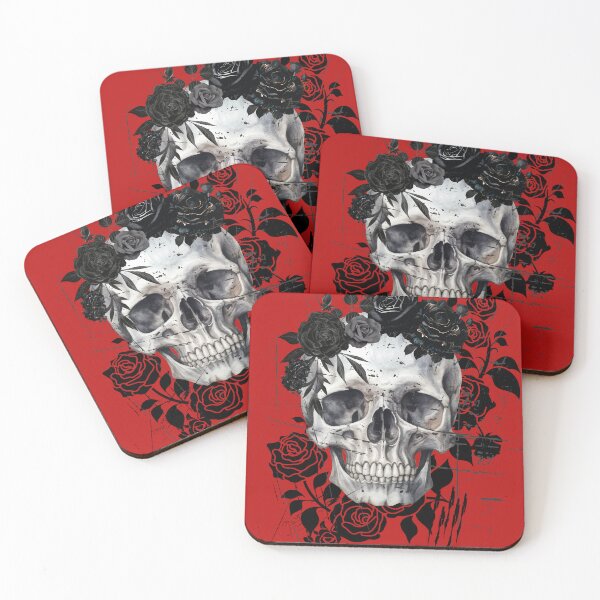Item preview, black and white floral nu goth skull designed and sold by SKULLARTISTRY.