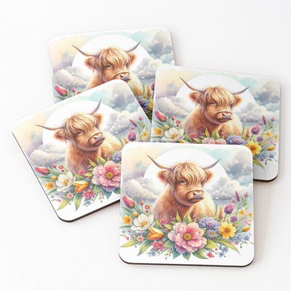 Item preview, Highland Cow Nestled in Beautiful Flowers designed and sold by KerriAlexa Designs.