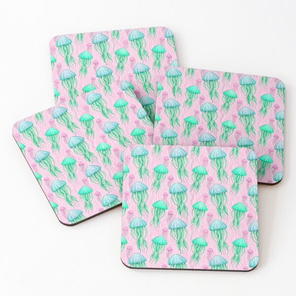Item preview, Seamless jellyfish pattern in pink and teal, gift idea for a girl/woman who loves jellyfishes designed and sold by Edith Leyster.