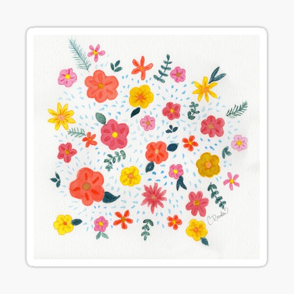 Poppies and Posies Sticker