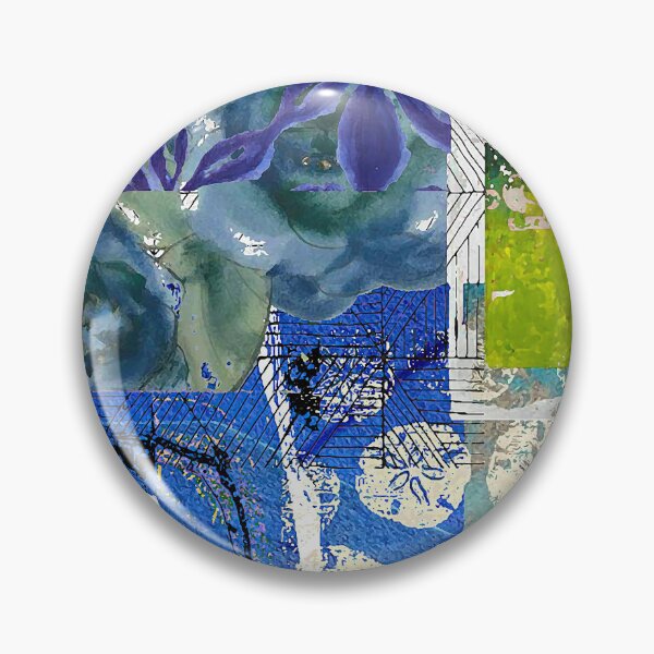 Item preview, Sand Dollar Sea Abstract Collage in Teal, Cobalt Blue, Green, Beige designed and sold by Sheree Burlington.