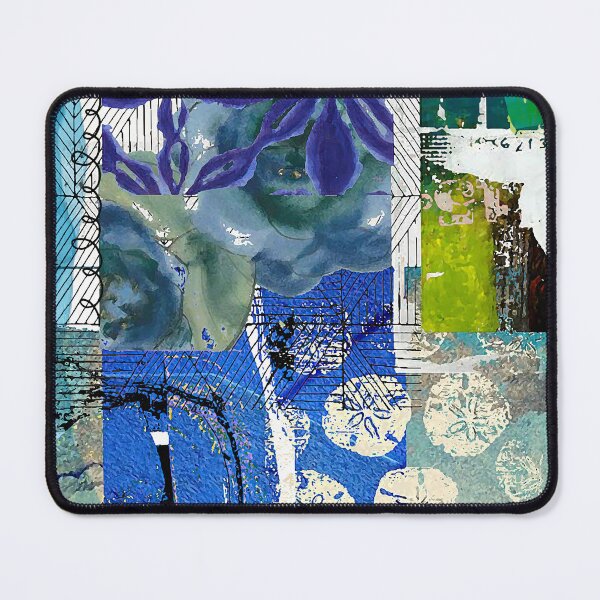 Item preview, Sand Dollar Sea Abstract Collage in Teal, Cobalt Blue, Green, Beige designed and sold by Sheree Burlington.