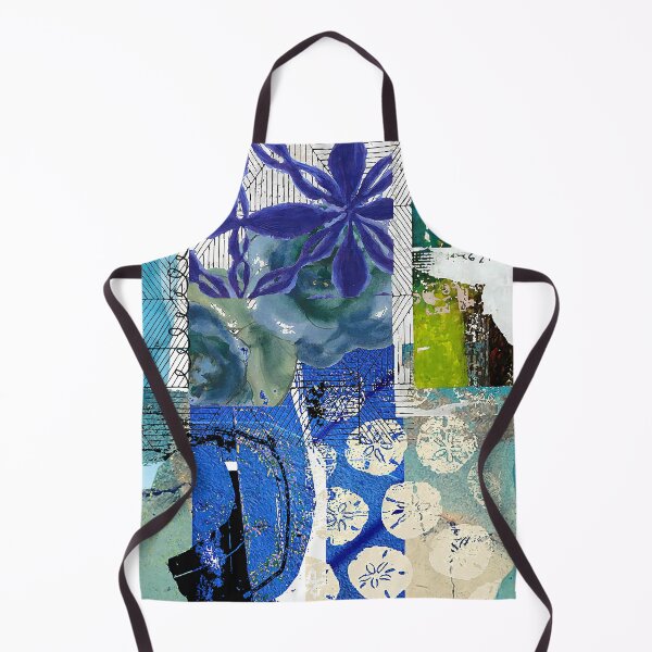 Item preview, Sand Dollar Sea Abstract Collage in Teal, Cobalt Blue, Green, Beige designed and sold by Sheree Burlington.