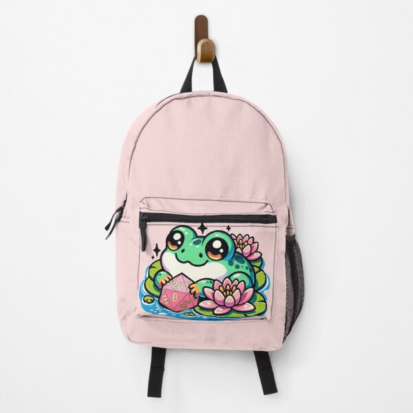 Item preview, Frog D20 dnd dice with waterlilies, cute kawaii, cottagecore, pink and green. designed and sold by DungeonAtelier.