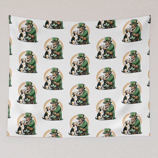 Item preview, St Patricks Day Lucky Clover Whimsical Red Bearded Leprechaun With A Dog - Dog Dad  designed and sold by FunnySunny T-Shirts.