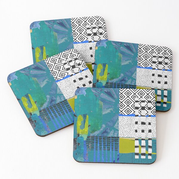 Item preview, Parallel Abstract Art Collage Cobalt Blue, Lime, Black and White designed and sold by Sheree Burlington.