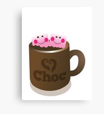 Hot Chocolate with seriously cutie Kawaii marshamallows Canvas Print