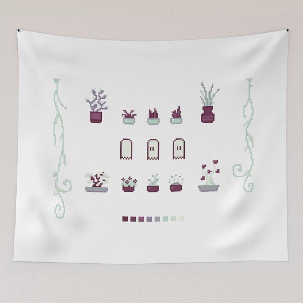 Item preview, Pixel Art Plants Set Maroon designed and sold by muffineshipster.