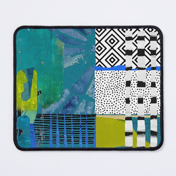 Item preview, Parallel Abstract Art Collage Cobalt Blue, Lime, Black and White designed and sold by Sheree Burlington.