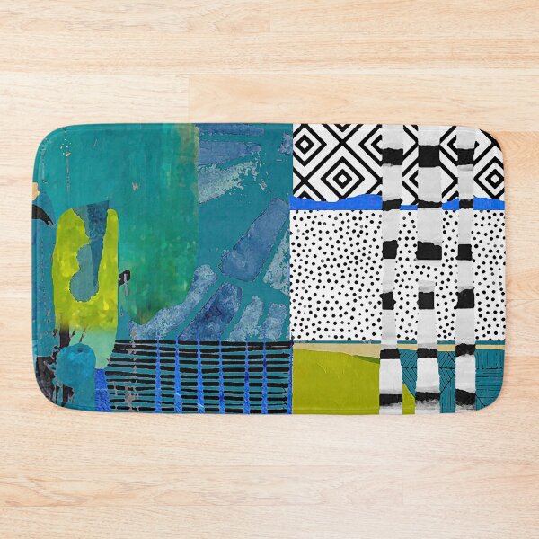 Item preview, Parallel Abstract Art Collage Cobalt Blue, Lime, Black and White designed and sold by Sheree Burlington.