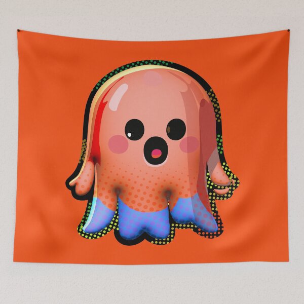 Item preview, Super cute little red octopus kawaii ghost designed and sold by ladstudio.