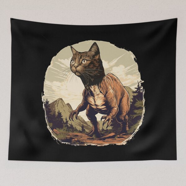 Item preview, Tyrannosaurus cat in the wild designed and sold by DrawHandArt.