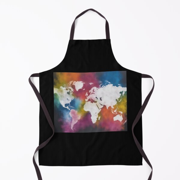 Item preview, World map made of colorful powder, black designed and sold by KarakitAI.