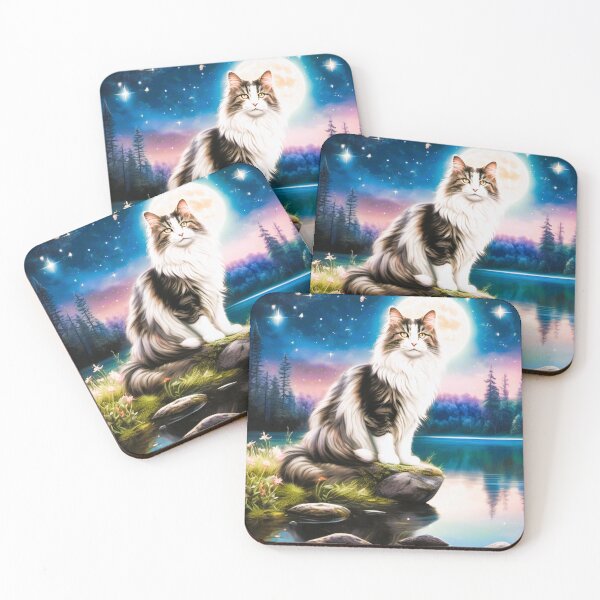 Item preview, Norwegian cat, river, starry sky designed and sold by janjacbu.