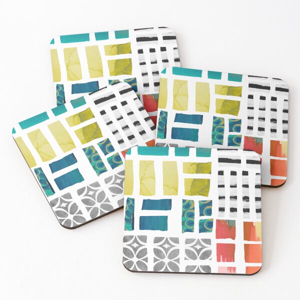 Item preview, Sliced Color Blocks Abstract Art in Teal, Olive, Orange, Black and White designed and sold by Sheree Burlington.