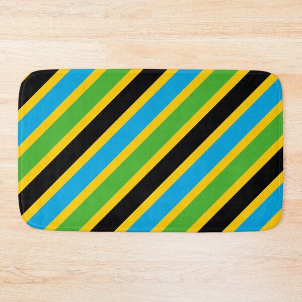 Item preview, Green Blue Yellow Black Diagonal Parallel Stripe Tanzania Color Swahili Dodoma East Africa Pattern designed and sold by PenguinForests.