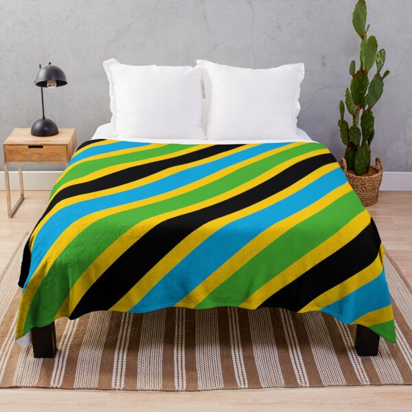 Item preview, Green Blue Yellow Black Diagonal Parallel Stripe Tanzania Color Swahili Dodoma East Africa Pattern designed and sold by PenguinForests.