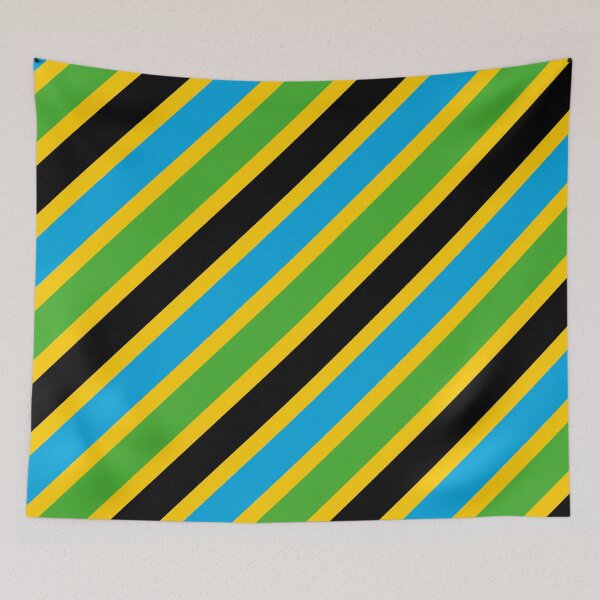 Item preview, Green Blue Yellow Black Diagonal Parallel Stripe Tanzania Color Swahili Dodoma East Africa Pattern designed and sold by PenguinForests.