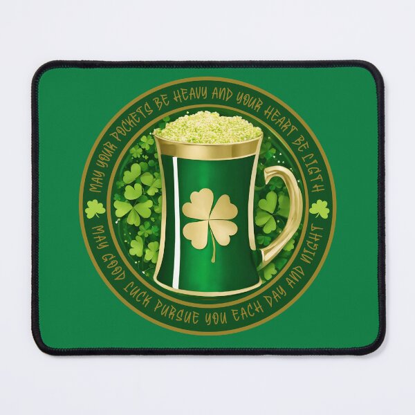 Item preview, Green Tankard with Four Leaf Clovers surrounded by Irish Blessing designed and sold by MimsTees.