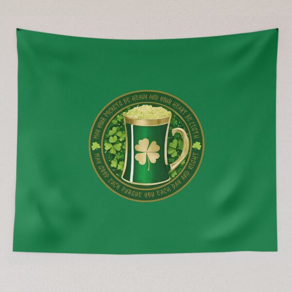 Item preview, Green Tankard with Four Leaf Clovers surrounded by Irish Blessing designed and sold by MimsTees.