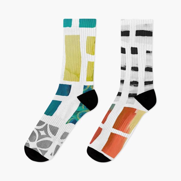 Item preview, Sliced Color Blocks Abstract Art in Teal, Olive, Orange, Black and White designed and sold by Sheree Burlington.