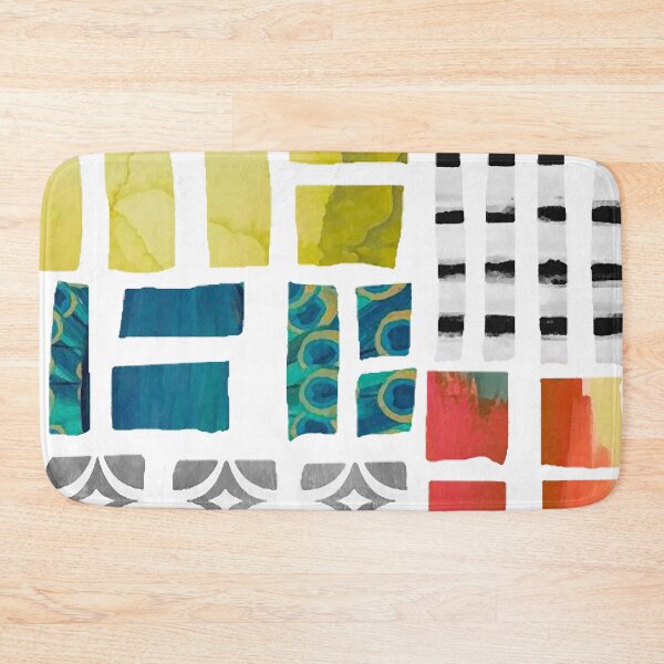 Item preview, Sliced Color Blocks Abstract Art in Teal, Olive, Orange, Black and White designed and sold by Sheree Burlington.