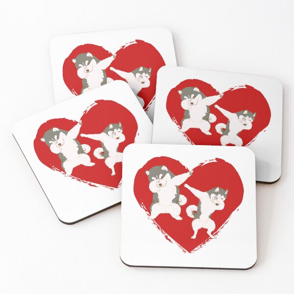 Item preview, Dabbing Siberian Huskies heart print designed and sold by Myloveforpets.