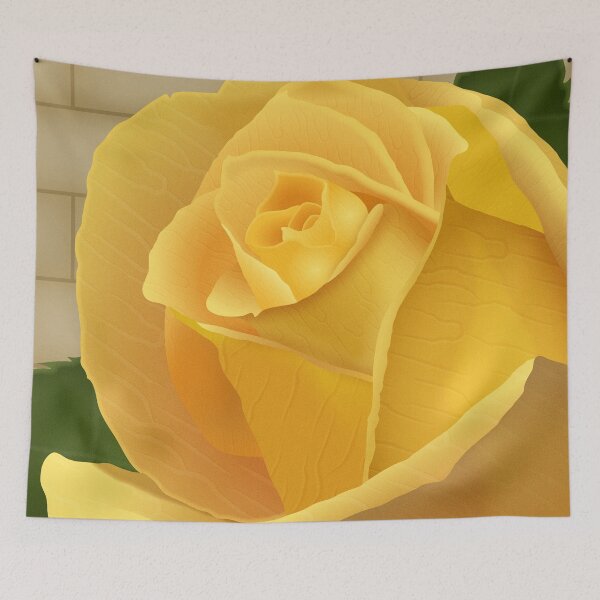 Item preview, Yellow Rose Closeup with Rustic Brick Background // Digital Art designed and sold by Elsy's Art.