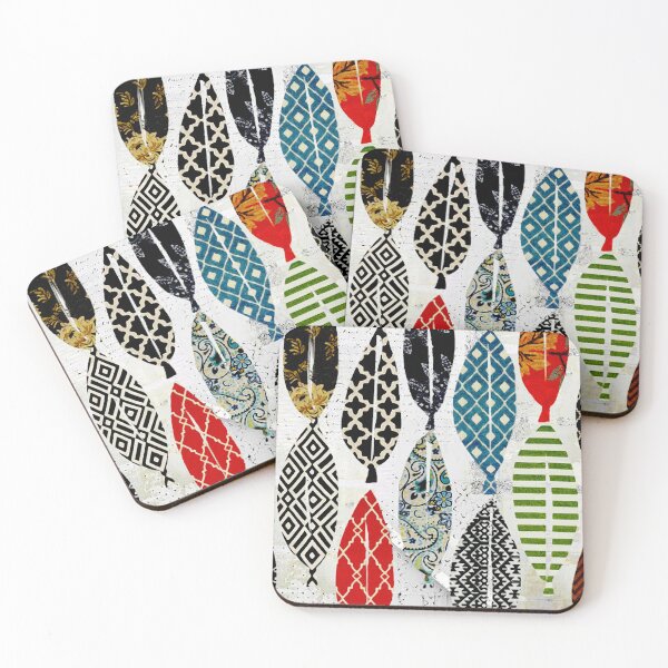 Item preview, Hand Cut Leaf Pattern in Teal, Orange, Navy, Black & White designed and sold by Sheree Burlington.
