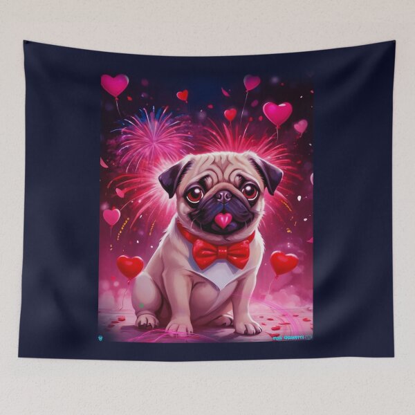 Item preview, Pug HAPPY HOLIDAYS 170 Valentines Day PUG  designed and sold by RedBluffTraders.